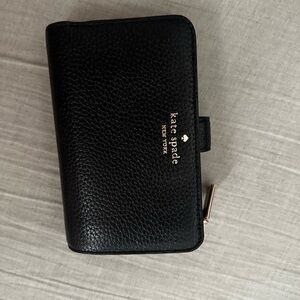 Kate Spade Black Wallet with Gold Logo